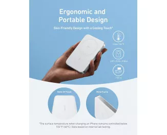 Портативний акумулятор з бездротовою зарядкою Anker Ultra-Slim 10000mAh Qi2 15W White (A1664H21)