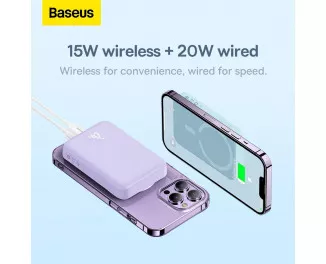 Портативный аккумулятор с беспроводной зарядкой Baseus Magnetic Mini 10000mAh 20W (Qi 15W) (P10059001513-00) Purle