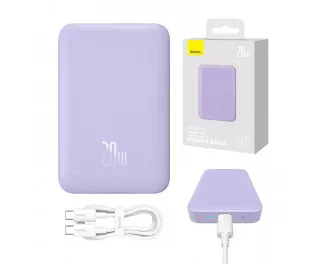 Портативный аккумулятор с беспроводной зарядкой Baseus Magnetic Mini 10000mAh 20W (Qi 15W) (P10059001513-00) Purle