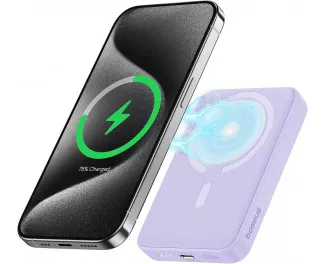Портативный аккумулятор с беспроводной зарядкой Baseus Magnetic Mini 10000mAh 20W (Qi 15W) (P10059001513-00) Purle