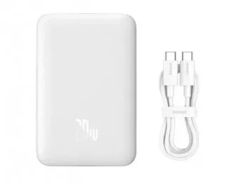 Портативный аккумулятор с беспроводной зарядкой Baseus Magnetic Mini 20000mAh 20W White (PPCX150002)