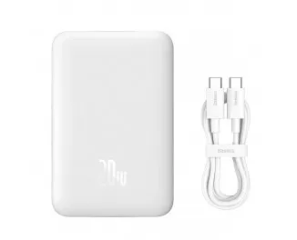 Портативний акумулятор з бездротовою зарядкою Baseus Magnetic Mini (Overseas Edition) 10000mAh 20W (Qi 15W) (PPCX070002) White