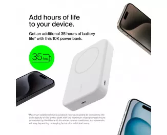 Портативний акумулятор з бездротовою зарядкою Belkin BoostCharge Pro Magnetic Qi2 10000mAh 15W (BPD008BTWH) White