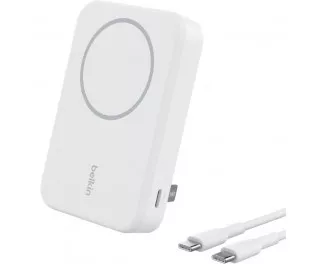 Портативний акумулятор з бездротовою зарядкою Belkin BoostCharge Pro Magnetic Qi2 10000mAh 15W (BPD008BTWH) White