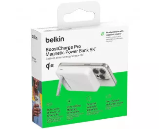Портативный аккумулятор с беспроводной зарядкой Belkin BoostCharge Pro Magnetic Qi2 8000mAh 15W (BPD007BTWH) White