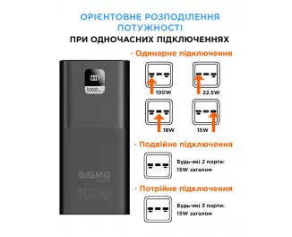 Портативний акумулятор Sigma mobile X-Power SI50A6QLX 50000mAh Black (4827798741313)