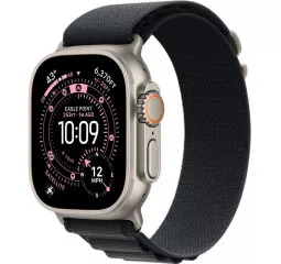 Ремешок для Apple Watch Ultra 49mm Apple Alpine Loop Black - Natural Titanium Finish - Large (MFTG4)