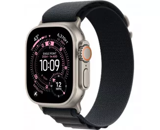 Ремешок для Apple Watch Ultra 49mm Apple Alpine Loop Black - Natural Titanium Finish - Medium (MFTF4)