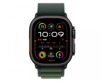 Ремешок для Apple Watch Ultra 49mm Apple Alpine Loop Dark Green - Black Titanium Finish - Large (MYPT3)