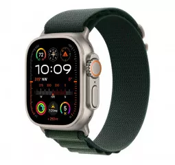 Ремешок для Apple Watch Ultra 49mm Apple Alpine Loop Dark Green - Natural Titanium Finish - Small (MXMU3)