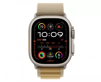Ремешок для Apple Watch Ultra 49mm Apple Alpine Loop Tan - Natural Titanium Finish - Medium (MXN23)