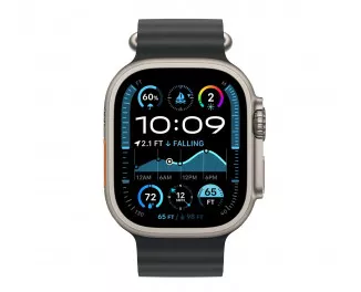 Ремешок для Apple Watch Ultra 49mm Apple Ocean Band Black - Natural Titanium Finish (MXTL3)