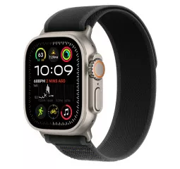 Ремешок для Apple Watch Ultra 49mm Apple Trail Loop Black - M/L - Natural Titanium Finish (MXTR3)