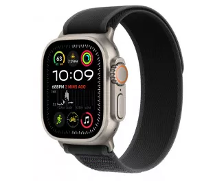 Ремешок для Apple Watch Ultra 49mm Apple Trail Loop Black - M/L - Natural Titanium Finish (MXTR3)