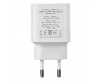 Мережевий зарядний пристрій 2E 25W USB-C PD White (2E-WC1USBC25W-W)