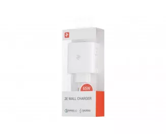 Сетевое зарядное устройство 2E 65W 2хUSB-C/USB-A GAN PD/QC White (2E-WC3USB65W-W)