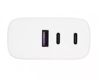 Сетевое зарядное устройство 2E 65W 2хUSB-C/USB-A GAN PD/QC White (2E-WC3USB65W-W)