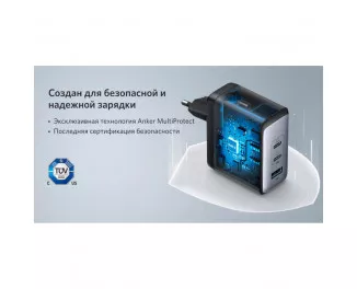 Сетевое зарядное устройство Anker PowerPort 736 Nano II - 100W 2xUSB-C PD 1xPIQ GaN (A2145G11) Black