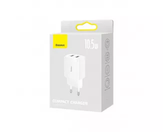 Сетевое зарядное устройство Baseus Compact Charger 2U 10.5W (CCXJ010202) White