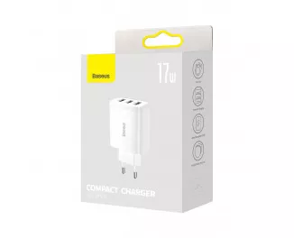 Сетевое зарядное устройство Baseus Compact Charger 3U 17W (CCXJ020102) White