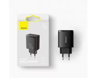 Сетевое зарядное устройство Baseus Compact Quick Charger 2U+С 30W (CCXJ-E01) Black