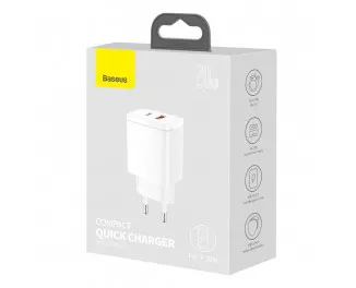 Сетевое зарядное устройство Baseus Compact Quick Charger U+С 20W (CCXJ-B02) White