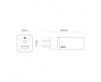 Сетевое зарядное устройство Baseus GaN2 Lite Quick Charger C+U 65W (CCGAN2L-B01) Black