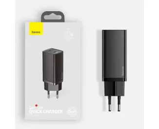 Сетевое зарядное устройство Baseus GaN2 Lite Quick Charger C+U 65W (CCGAN2L-B01) Black