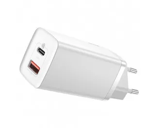 Сетевое зарядное устройство Baseus GaN2 Lite Quick Charger C+U 65W (CCGAN2L-B02) White