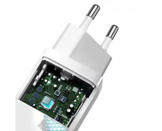 Сетевое зарядное устройство Baseus GaN2 Lite Quick Charger C+U 65W (CCGAN2L-B02) White