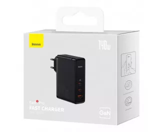 Сетевое зарядное устройство Baseus GaN5 Pro 2C+U 140W EU (CCGP100201) Black