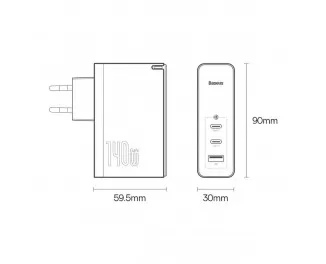Сетевое зарядное устройство Baseus GaN5 Pro 2C+U 140W EU (CCGP100201) Black