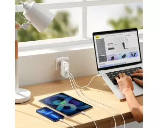 Сетевое зарядное устройство Baseus GaN5 Pro 2C+U 140W EU (CCGP100202) White