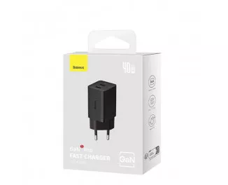 Сетевое зарядное устройство Baseus GaN5 Pro Fast Charger C+C 40W EU (CCGP180101) Black