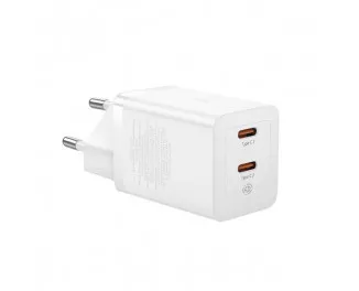 Сетевое зарядное устройство Baseus GaN5 Pro Fast Charger C+C 40W EU (CCGP180102) White