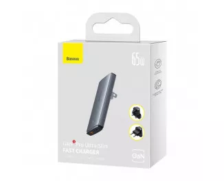Сетевое зарядное устройство Baseus GaN5 Pro Ultra-Slim C+U 65W (CCGP150113) Gray
