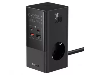 Сетевое зарядное устройство Baseus PowerCombo Tower Digital PowerStrip 3AC+2U+2C 35W with 1.5m Power Cord EU Cluster Black (E00023606113-00)