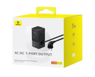 Сетевое зарядное устройство Baseus PowerCombo Tower Digital PowerStrip 3AC+2U+2C 35W with 1.5m Power Cord EU Cluster Black (E00023606113-00)