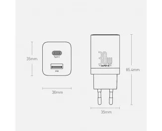 Сетевое зарядное устройство Baseus Super Si Pro Quick Charger C+U 30W (CCSUPP-E02) White
