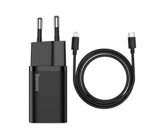 Сетевое зарядное устройство Baseus Super Si Quick Charger 1C 20W + кабель USB C-Lightning 1.0m (TZCCSUP-B01) Black