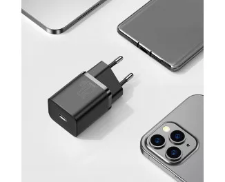 Сетевое зарядное устройство Baseus Super Si Quick Charger 1C 20W + кабель USB C-Lightning 1.0m (TZCCSUP-B01) Black