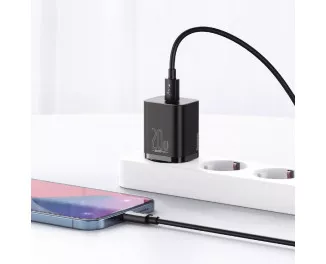 Сетевое зарядное устройство Baseus Super Si Quick Charger 1C 20W + кабель USB C-Lightning 1.0m (TZCCSUP-B01) Black