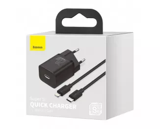 Сетевое зарядное устройство Baseus Super Si Quick Charger 1C 20W + кабель USB C-Lightning 1.0m (TZCCSUP-B01) Black