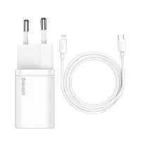 Сетевое зарядное устройство Baseus Super Si Quick Charger 1C 20W + кабель USB C-Lightning 1.0m (TZCCSUP-B02) White