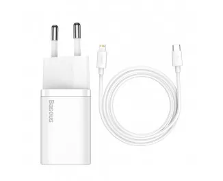 Сетевое зарядное устройство Baseus Super Si Quick Charger 1C 20W + кабель USB C-Lightning 1.0m (TZCCSUP-B02) White