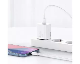 Сетевое зарядное устройство Baseus Super Si Quick Charger 1C 20W + кабель USB C-Lightning 1.0m (TZCCSUP-B02) White