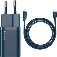 Сетевое зарядное устройство Baseus Super Si Quick Charger 1C 20W + кабель USB C-Lightning 1.0m (TZCCSUP-B03) Blue