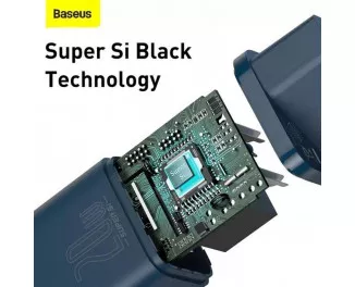 Мережевий зарядний пристрій Baseus Super Si Quick Charger 1C 20W + кабель USB C-Lightning 1.0m (TZCCSUP-B03) Blue