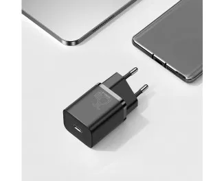 Сетевое зарядное устройство Baseus Super Si Quick Charger 1C 25W + кабель USB C-USB C 1.0m (TZCCSUP-L01) Black