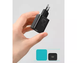 Сетевое зарядное устройство Baseus Super Si Quick Charger 1C 25W + кабель USB C-USB C 1.0m (TZCCSUP-L01) Black